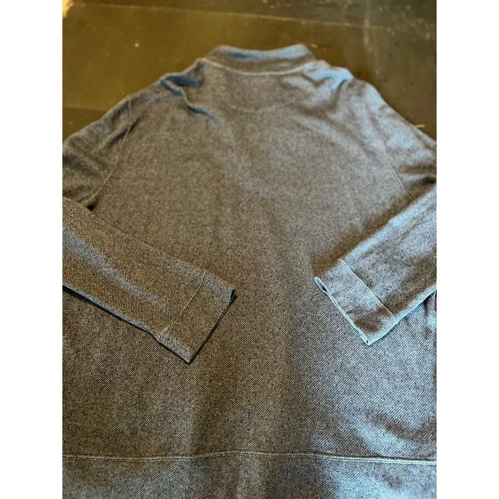Mens Gray Quarter Zip‎ Pullover Sweater with Elbow Patches
